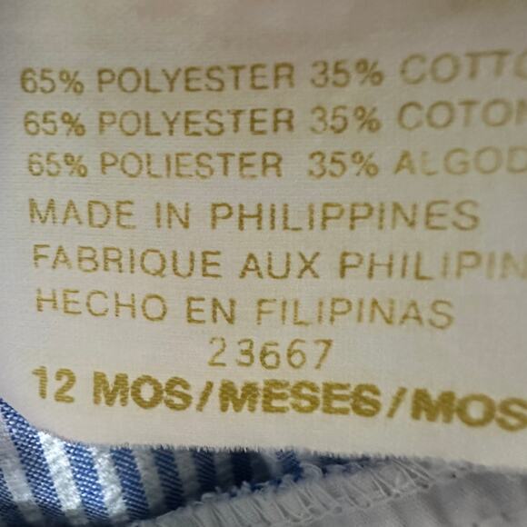 Tiny Tots Vintage 12 Month Blue White Floral Bubble Romper Outfit - Picture 9 of 9